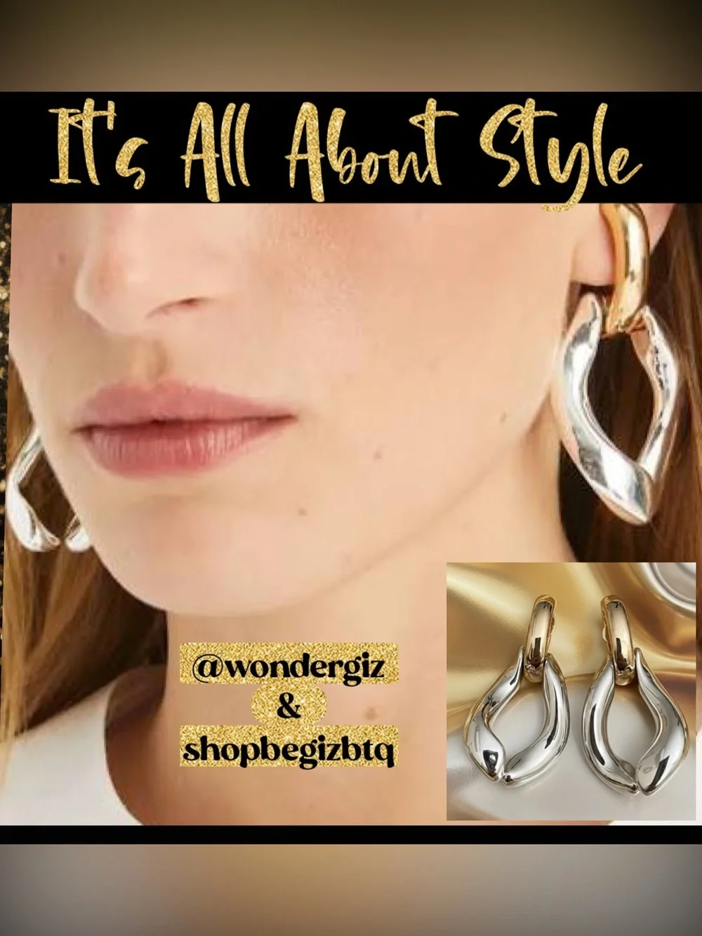 Authentic Bold Statement Wishbone Earrings Gold & Silver Polished NWT